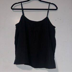 H&M Tie Front Black Cotton Tank Top Size Small
